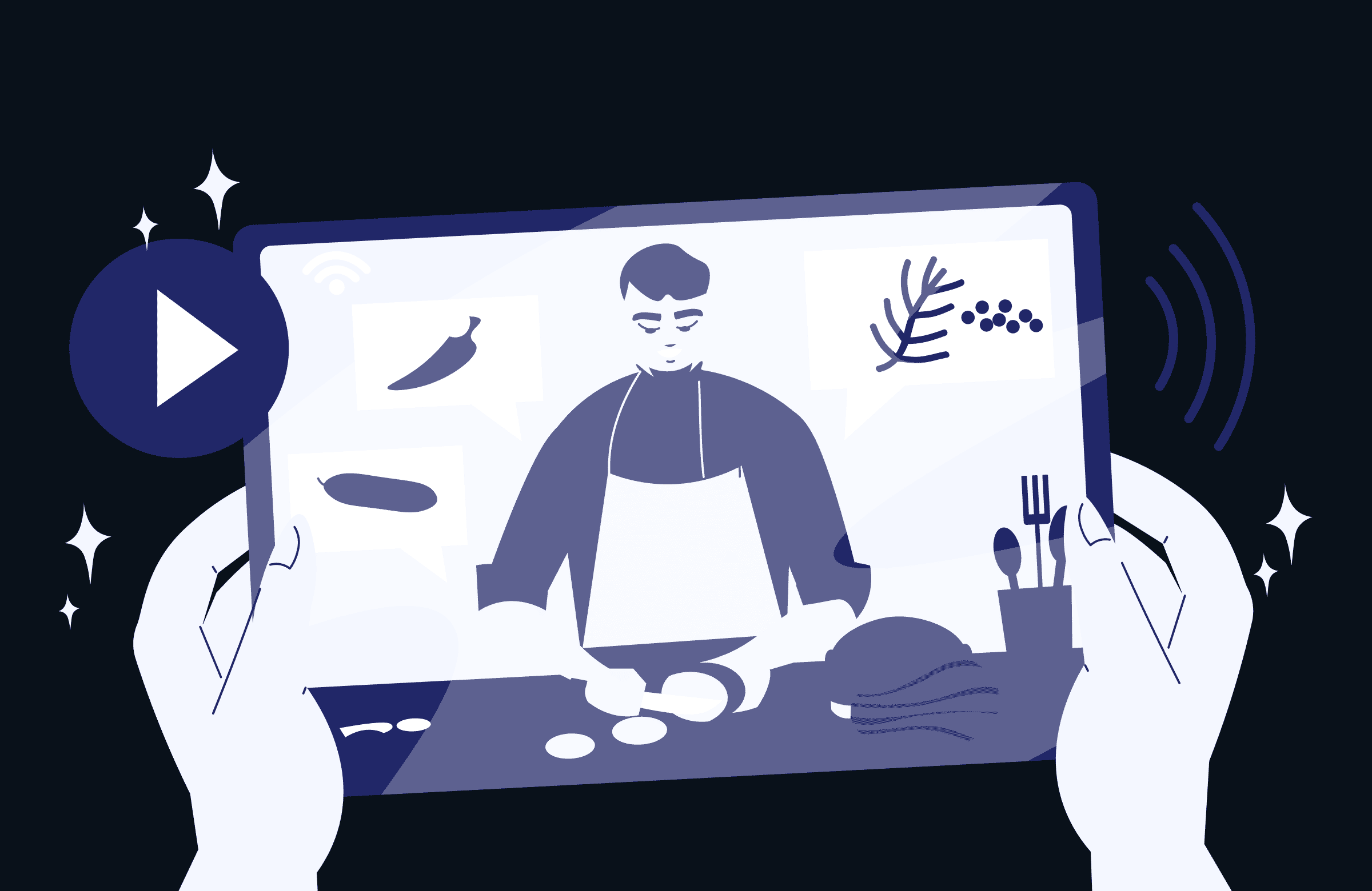 Управляющий ресторана анализирует загрузку залов через планшет