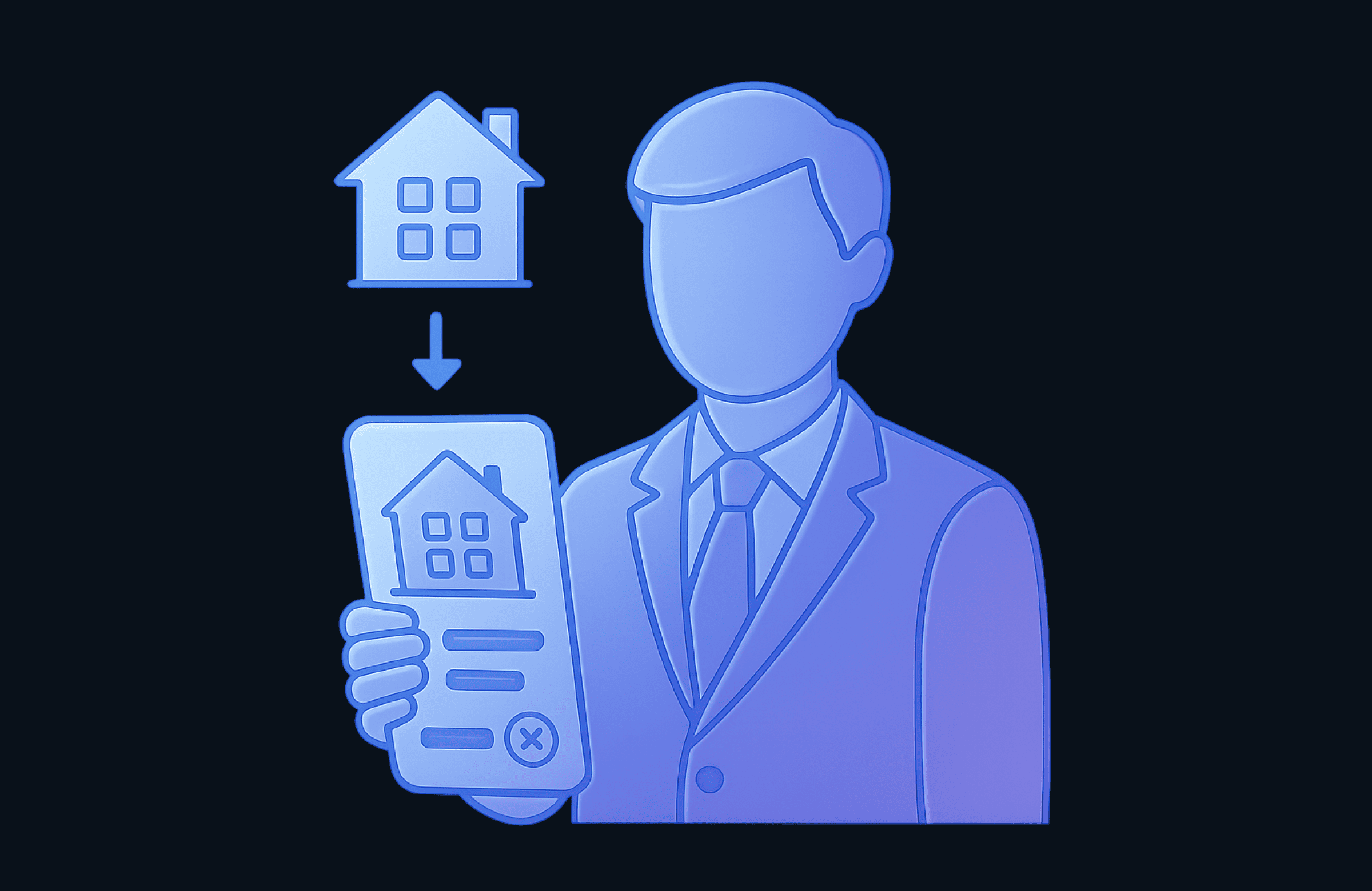 Риелтор работает с базой объектов через мобильное приложение на показе